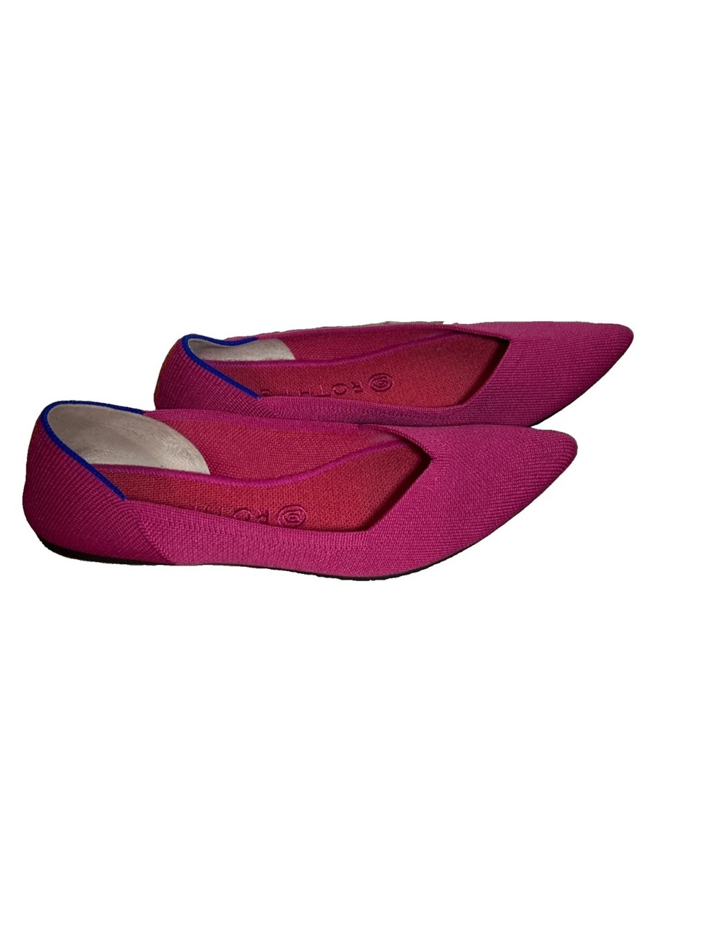 Rothy’s Women’s Knit Slip On Flats Pink & Blue Contrast Trim Pointed Toe Size 9 - Picture 4 of 13
